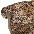 Leopard Print Studded Chair Brown Foam Wood Fabric