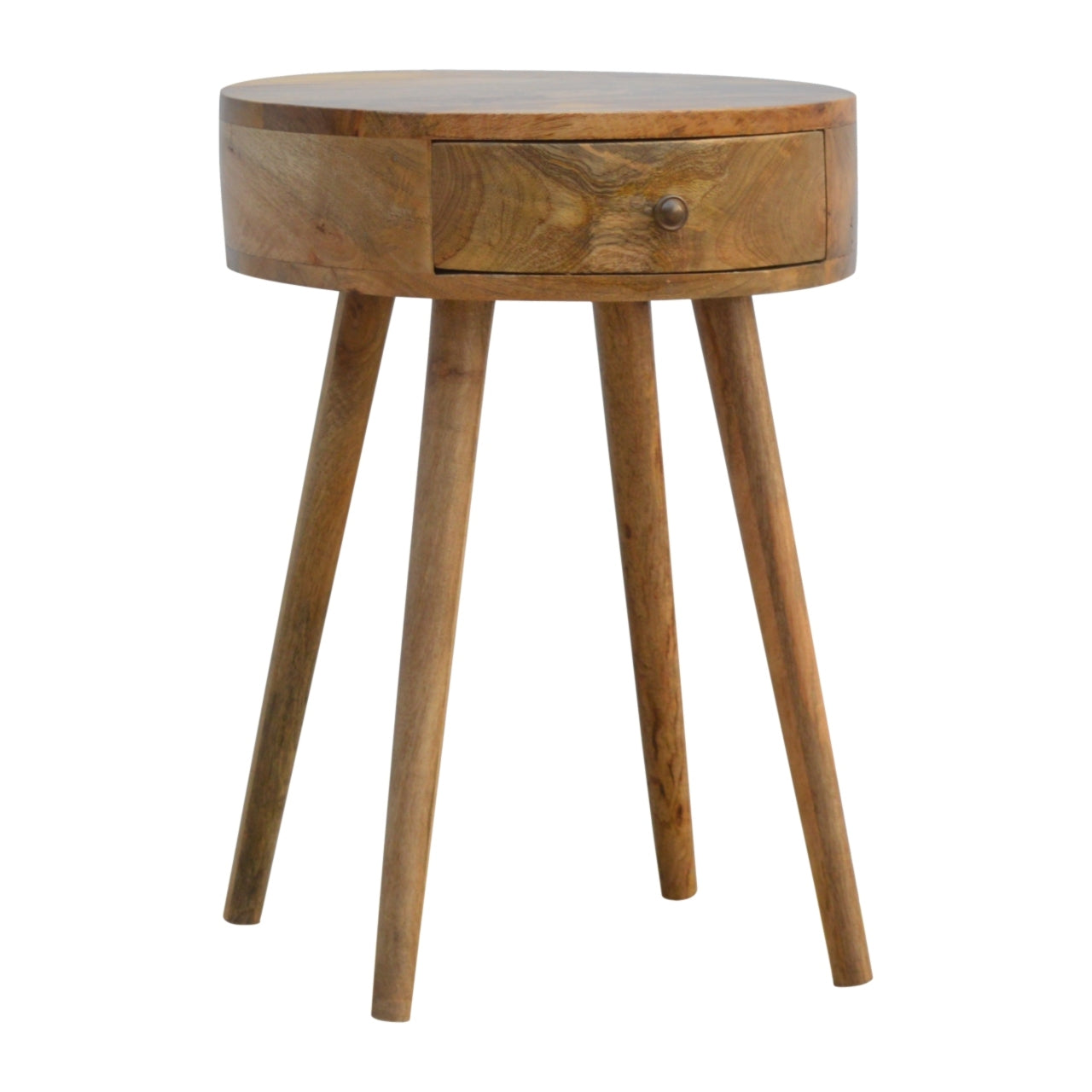 Nordic Circular Shaped Bedside Oak Solid Wood
