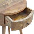 Nordic Circular Shaped Bedside Oak Solid Wood