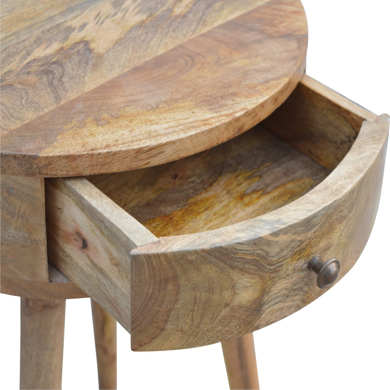 Nordic Circular Shaped Bedside Oak Solid Wood