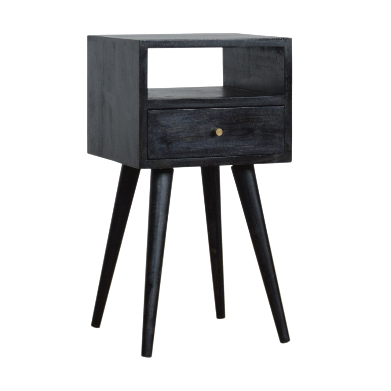 Mini Ash Black Bedside Black Solid Wood