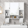 35'' X 28'' Modern Wall Mounted Bathroom Storage Cabinet, Bathroom Wall Cabinet With Mirror, Medicine Cabinet With Towels Bar White 3 5 Mirror Included Bathroom Wall Mounted Mdf Painted