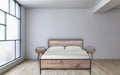 Grey Washed Circular Bedside Gray Wash Solid Wood