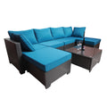 Outdoor Garden Patio Furniture 7 Piece Pe Rattan Wicker Cushioned Sofa Sets And Coffee Table, Patio Furniture Set Outdoor Couch Outdoor Couch Patio Furniture Outdoor Sofa Patio Couch Yes Complete Patio Set Black Blue Rust Resistant Frame Water Resistant