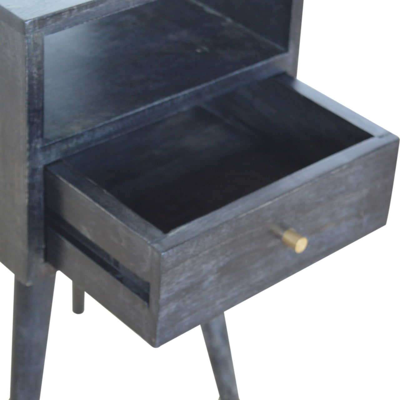 Mini Ash Black Bedside Black Solid Wood