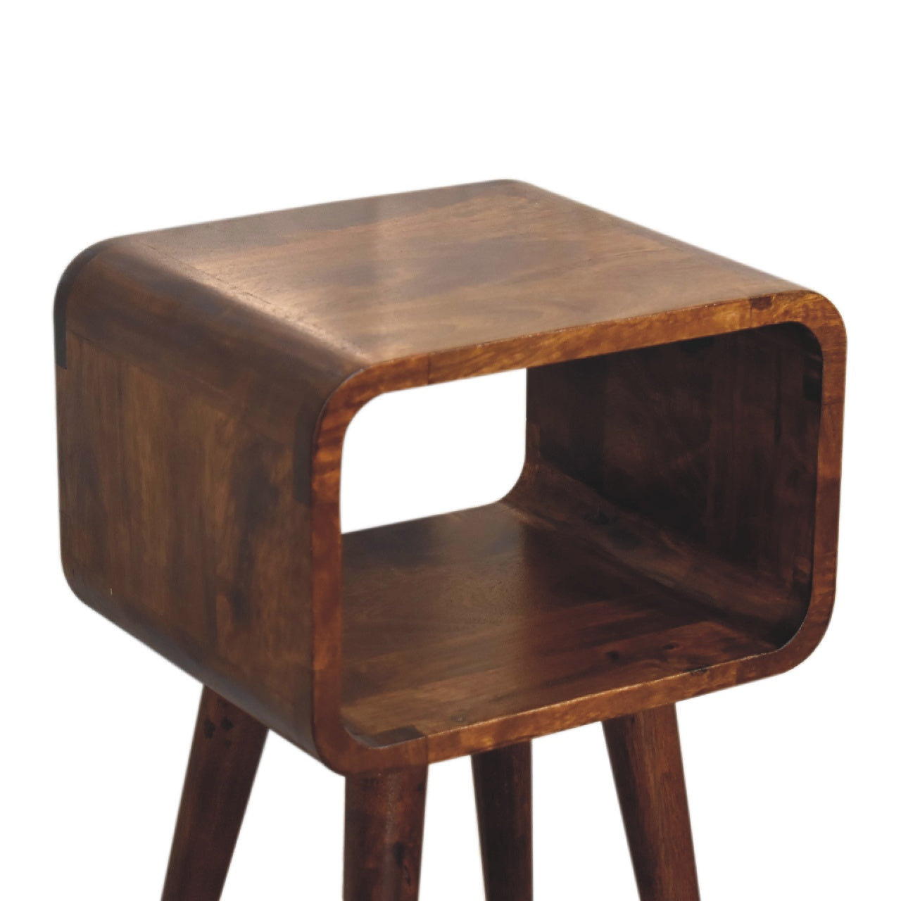 Solid Wood Mini Chestnut Curved Open Bedside Brown Brown Bedroom With Legs Classic,Contemporary Mango Solid Wood Chestnut Wood Solid Wood