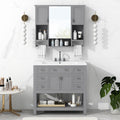 36'' Bathroom Vanity With Top Sink, Modern Mirror Cabinet With Towels Bar, Bathroom Storage Cabinet With 2 Soft Closing Doors And 6 Drawers, Single Sink Bathroom Vanity 4 Grey 4 Bathroom Freestanding Solid Wood Mdf Resin