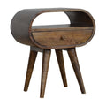 Grey Washed Circular Bedside Gray Wash Solid Wood