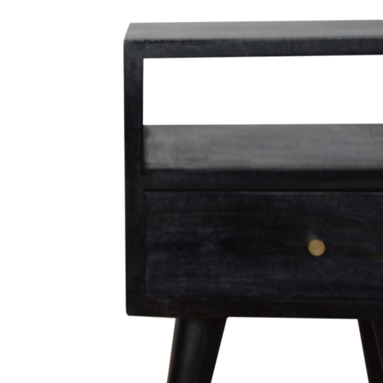 Mini Ash Black Bedside Black Solid Wood