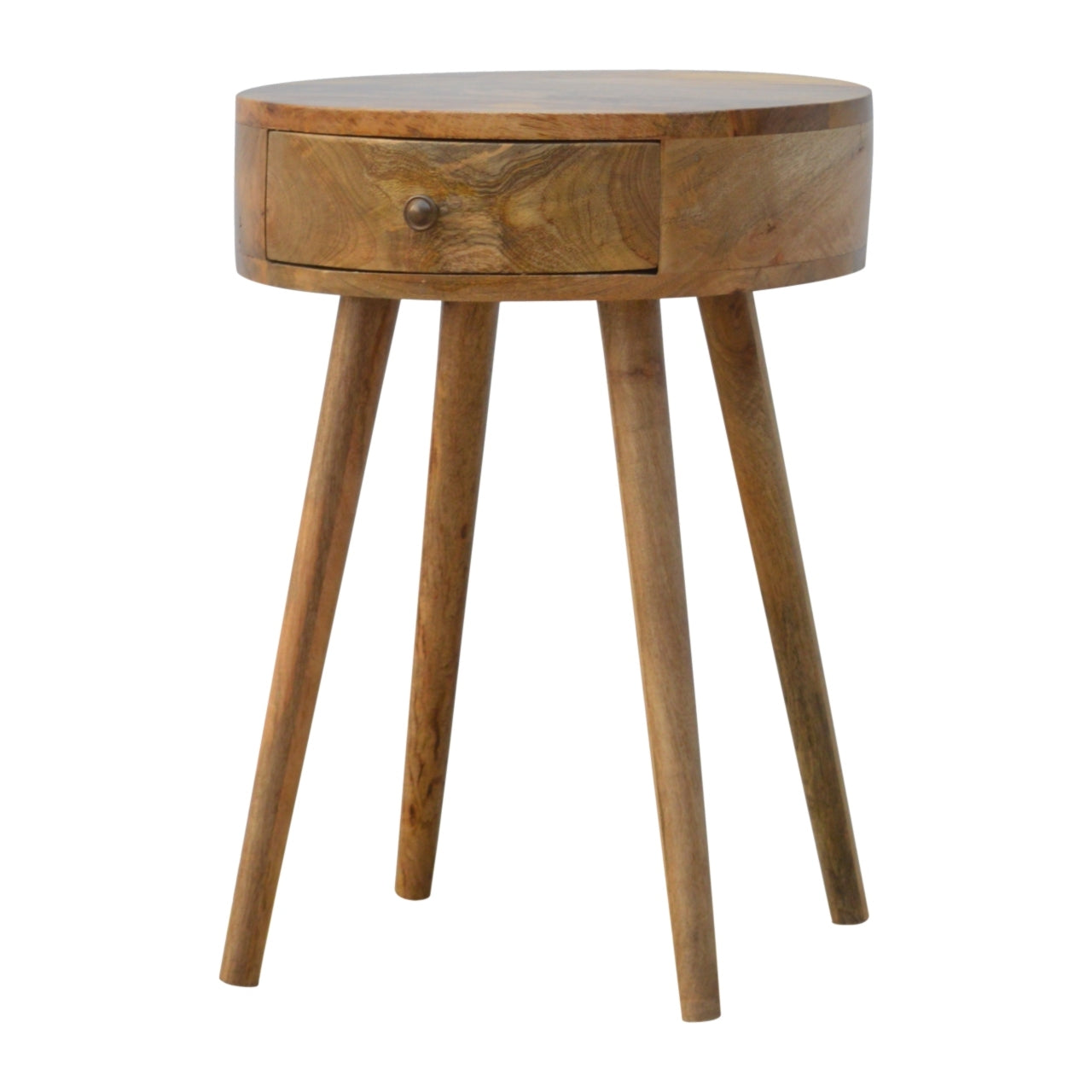 Nordic Circular Shaped Bedside Oak Solid Wood