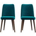 Katie Mid Century Modern Velvet Dining Chair Set Of 2 Blue Velvet