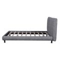 Queen Size Upholstered Platform Bed With Two Large Headrests And Thick Fabric, Polyester, Gray Gray Polyester