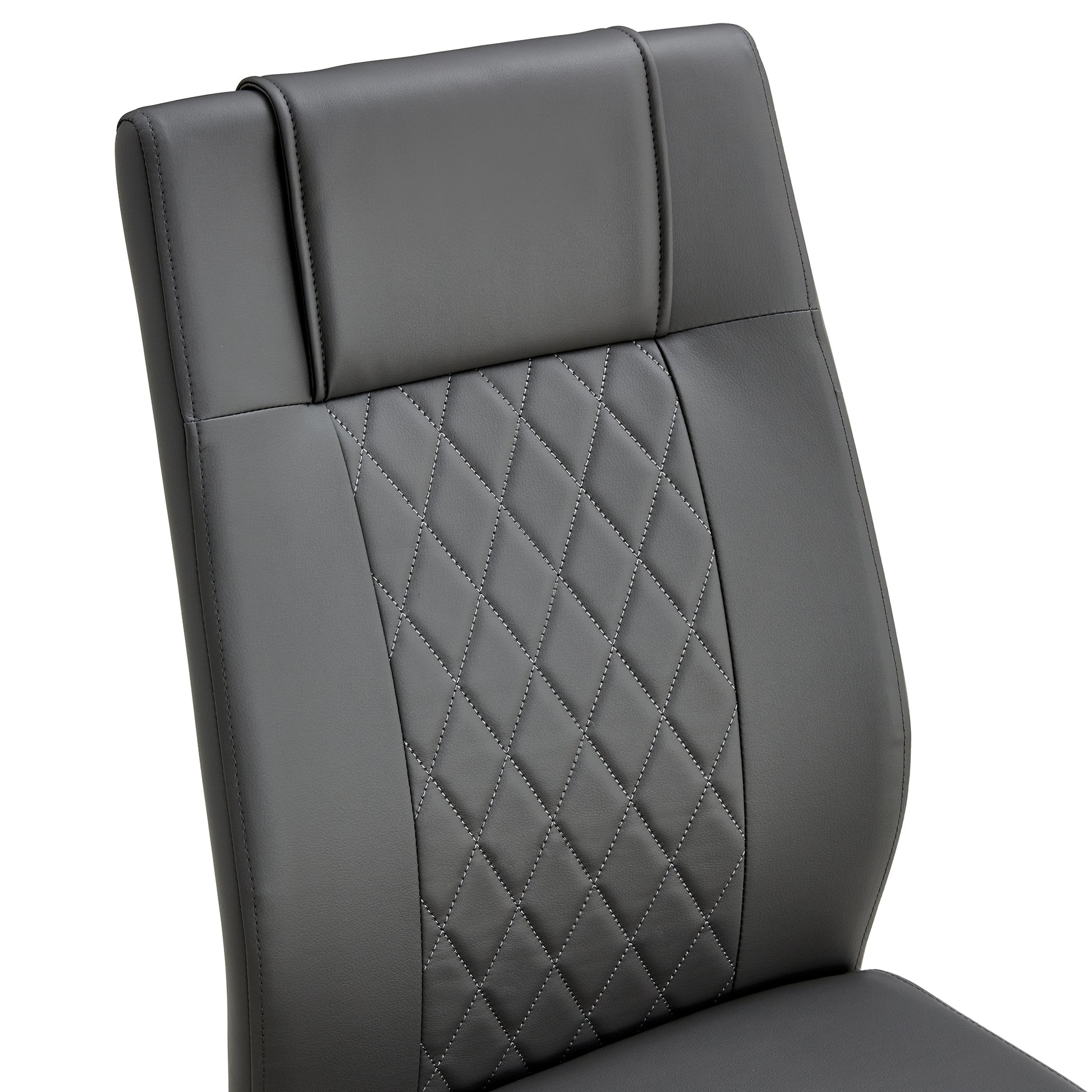 Modern Dining Chair With Faux Leather Cushioned Seats Dining Chair With Metal Legs, Suitable For Kitchen, Living Room, Bedroom, Dining Room Side Chairs, Set Of 6 Pieces Gray Pu Leather Gray Pu