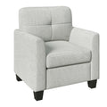 Mid Century Modern Accent Chair Cozy Armchair Button Tufted Back And Wood Legs For Living Room, Office Room, Beige Beige Primary Living Space Polyester