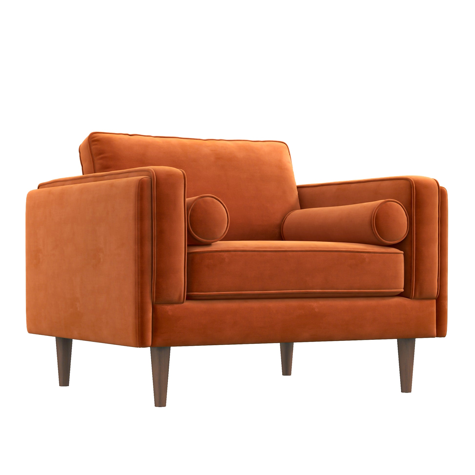 Amber Velvet Lounge Chair Orange Velvet