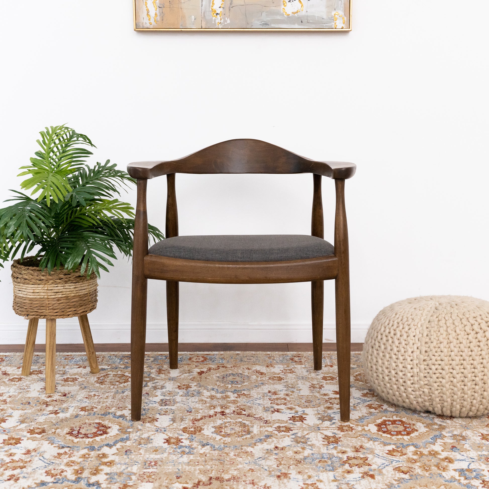 Kelly Mid Century Modern Dining Chair Grey Linen