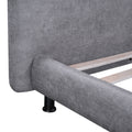 Queen Size Upholstered Platform Bed With Two Large Headrests And Thick Fabric, Polyester, Gray Gray Polyester