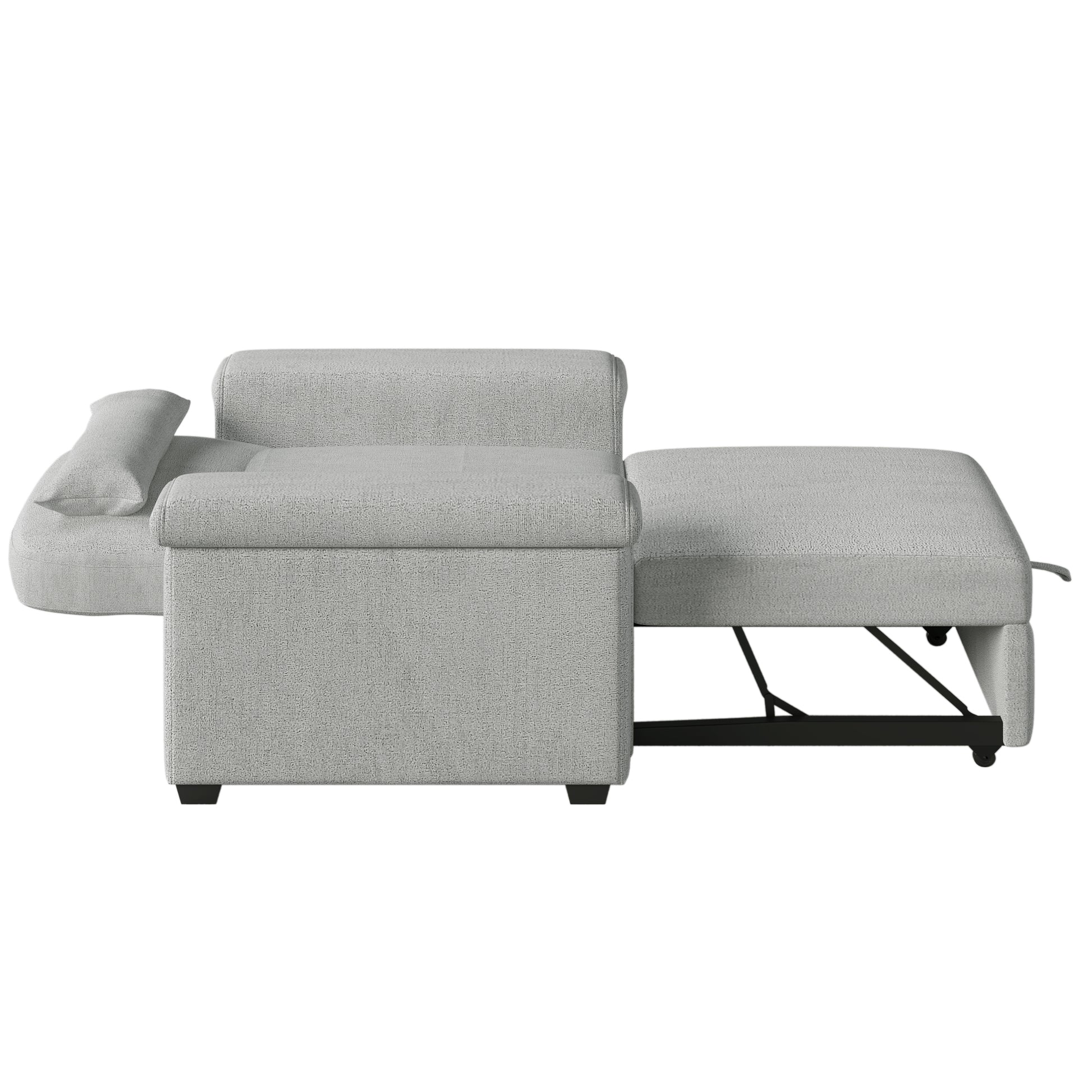 3 In 1 Convertible Sleeper Chair Sofa Bed Pull Out Couch Adjustable Chair With Pillow, Adjust Backrest Into A Sofa, Lounger Chair, Single Bed Or Living Room Or Apartment, Gray Gray Polyester