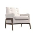 Cole Solid Wood Lounge Chair Beige Fabric