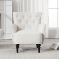 Mid Century Morden Arm Chair, Accent Chair With Ergonomic Cushion,Upholstered In Linen Fabric, Solid Wood Legs,Upholstered Single Sofa Club Chair For Living Room, Bedroom, Home Office,Cream. Cream Primary Living Space Mid Century Modern,Modern Rubberwood