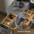 Sleek Grey Vanity Table With Led Lights, Flip Top Mirror And 2 Drawers, Jewelry Storage For Women Dressing Grey 2 Drawers Mdf