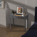 Sleek Grey Vanity Table With Led Lights, Flip Top Mirror And 2 Drawers, Jewelry Storage For Women Dressing Grey 2 Drawers Mdf