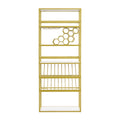 Led Tall Led Tall Wine Rack Freestanding Floor, 7 Tier Wine Baker Rack With Glass Holder & Wine Storage, Industrial Wine Display Shelf Wine Bar Cabinet For Bar, Kitchen, Dining Room White Gold Dining Room Industrial Mdf Metal