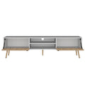 Toka Tv Rack With 2 Hinged Doors And Central Shelves, White Macadamia White Walnut 60 69 Inches Particle Board Pine