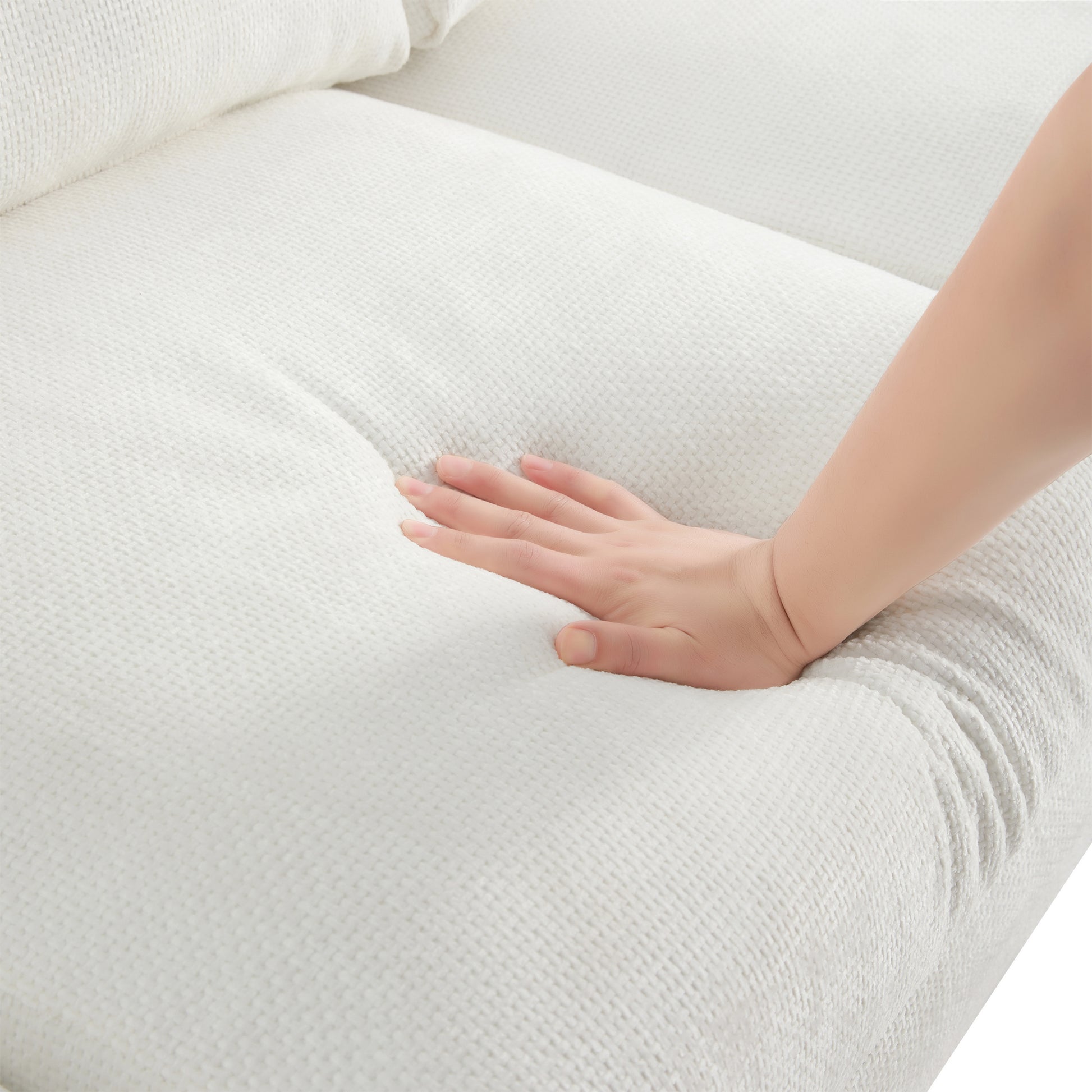 119*55" Modern Oversized Sectional Sofa,L Shaped Luxury Couch Set With 2 Free Pillows,5 Seat Chenille Indoor Furniture With Chaise For Living Room,Apartment,Office,2 Colors White Chenille