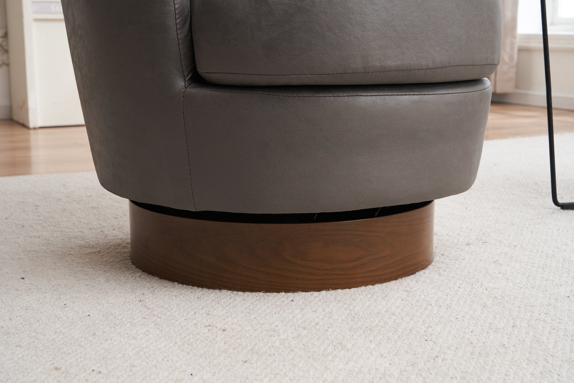 Pu Leather Swivel Barrel Chair, Swivel Accent Chairs Armchair For Living Room, Reading Chairs For Bedroom Comfy, Round Barrel Chairs With Gold Stainless Steel Base Grey Grey Primary Living Space