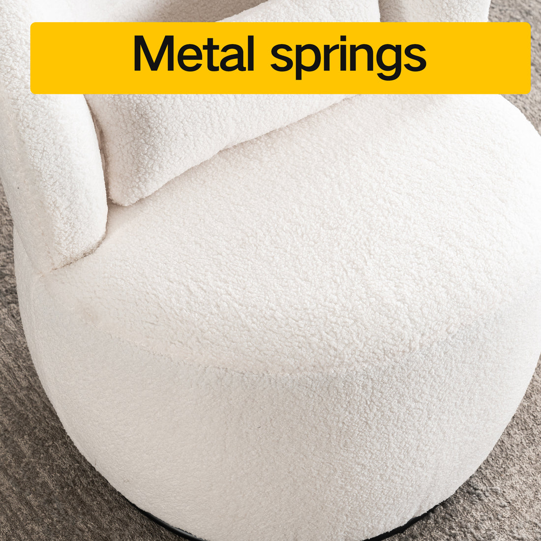 White Plush Swivel Accent Chair Contemporary Round Armchair With 360 Rotation And Metal Base For Living Room Elegance White Teddy Teddy