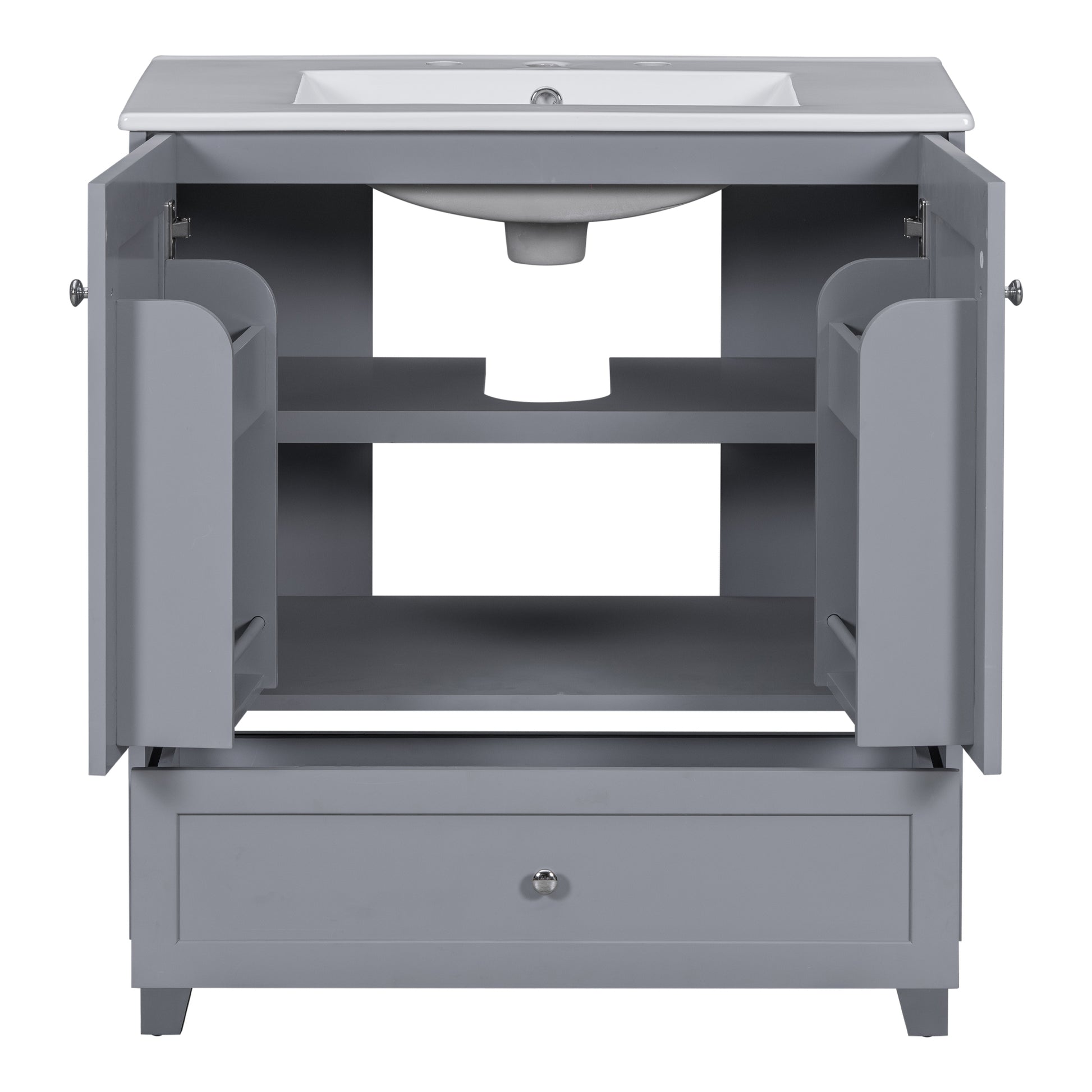 30" Premium Bathroom Vanity Set With Ceramic Sink And Large Storage Space Ideal For Small Bathrooms Blue Gray Bathroom Solid Wood Mdf