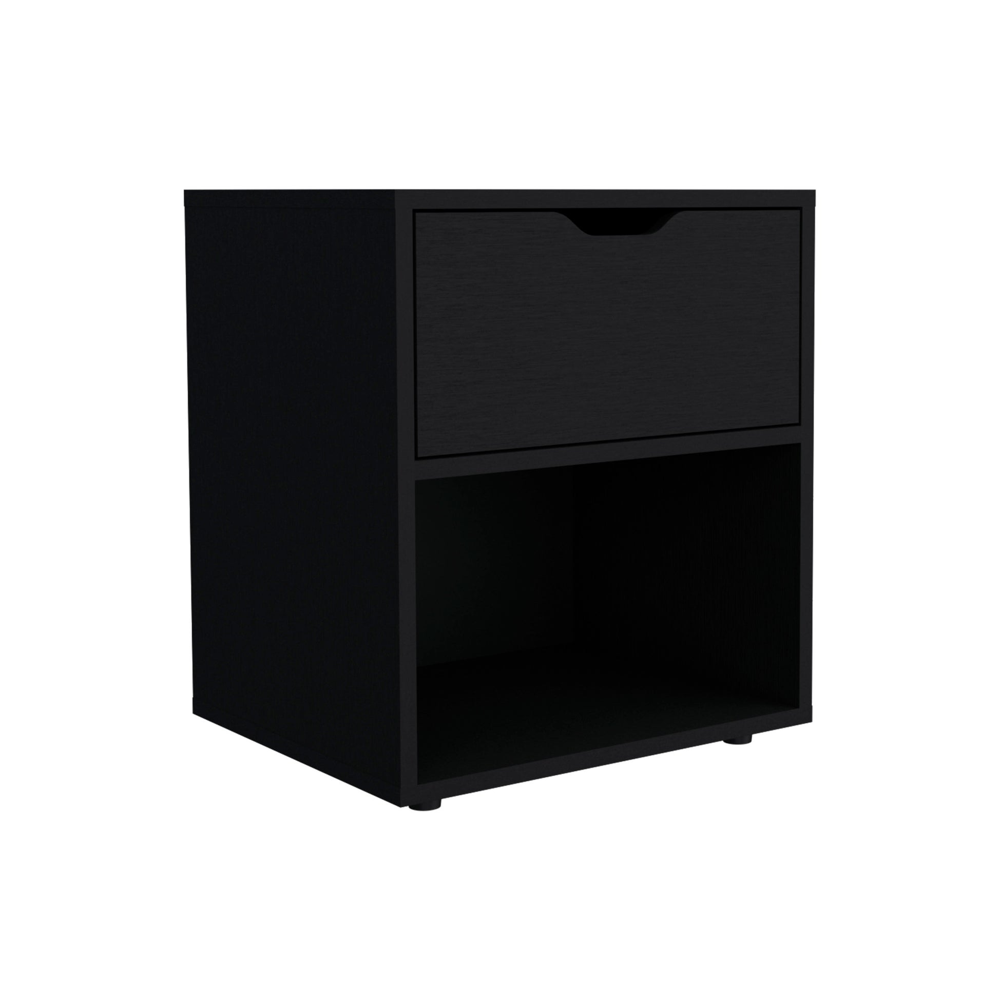 19.7" High Nightstand End Table With Open Shelf,Black Black Particle Board Pine
