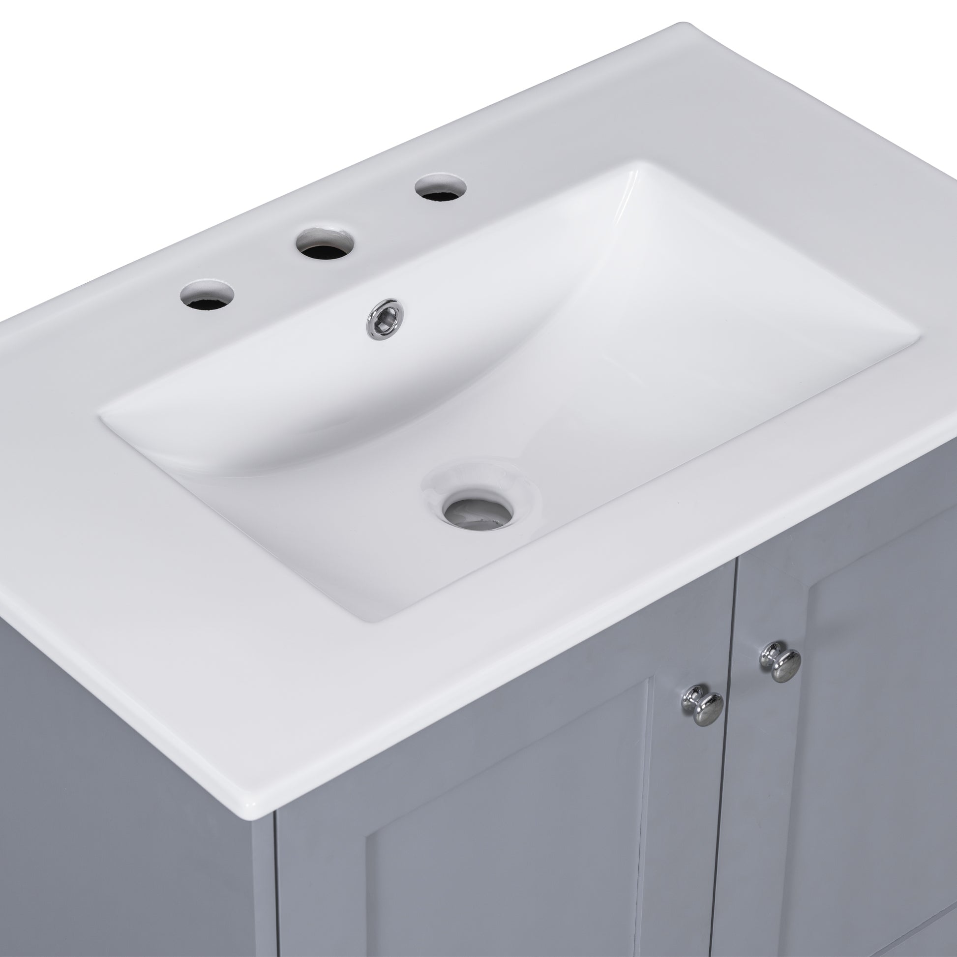 30" Premium Bathroom Vanity Set With Ceramic Sink And Large Storage Space Ideal For Small Bathrooms Blue Gray Bathroom Solid Wood Mdf