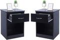 2 Pcs Of Lack Nightstand With Drawers, End Table Bedroom Side Tables Bedside Cabinets, File Cabinet Storage With Sliding Drawer And Shelf For Home Office Black Black Mdf