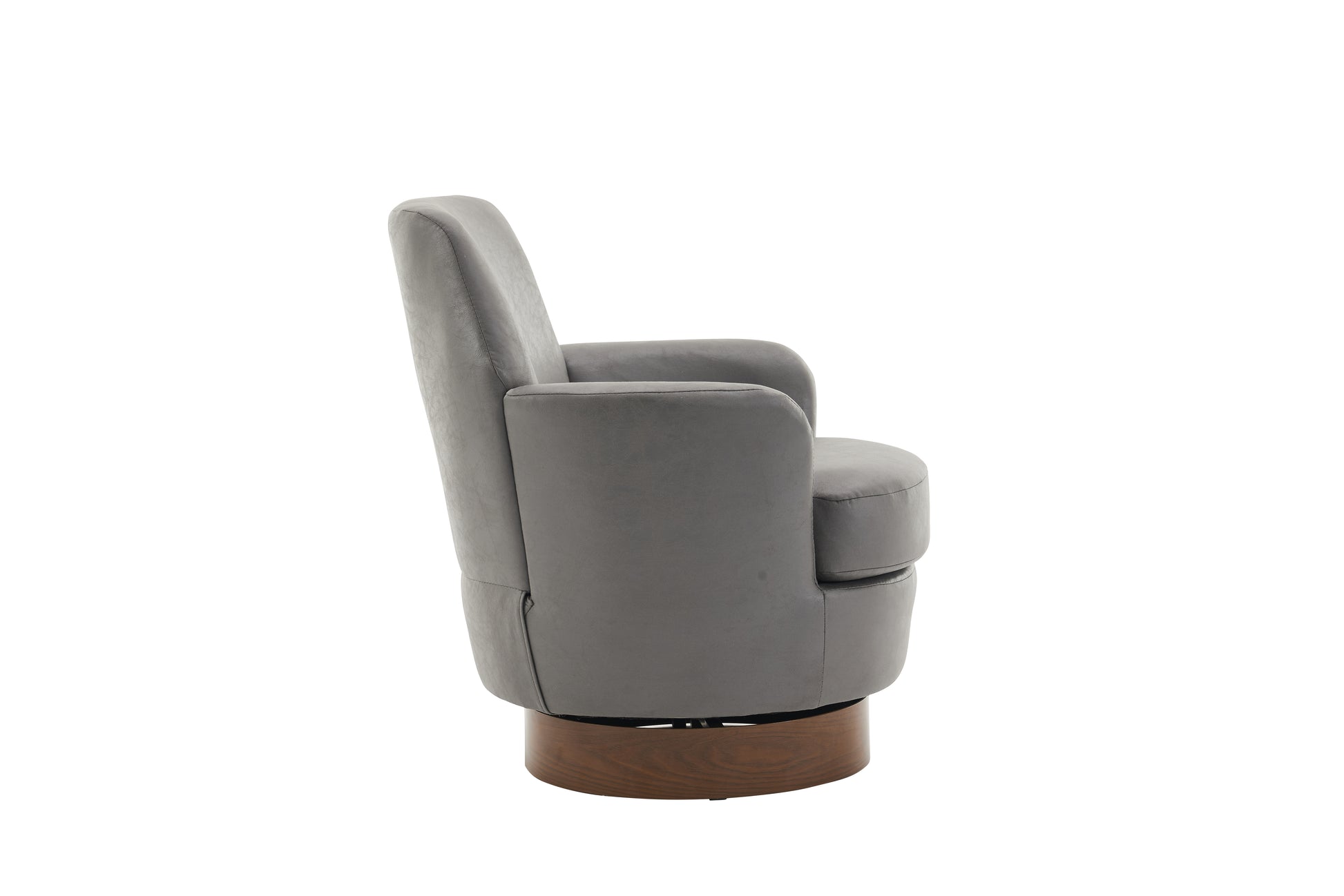 Pu Leather Swivel Barrel Chair, Swivel Accent Chairs Armchair For Living Room, Reading Chairs For Bedroom Comfy, Round Barrel Chairs With Gold Stainless Steel Base Grey Grey Primary Living Space