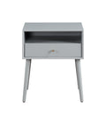 Wood Nightstand With 1 Drawer, Bedside Table With Open Storage Shelf And Solid Wood Legs, Bed Side Table For Bedroom, End Tables For Living Room,Small Side End Table With Storage, Gray Gray 1 Drawer Rubber Wood