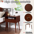 Wood Nightstand With 1 Drawer, Bedside Table With Open Storage Shelf And Solid Wood Legs, Bed Side Table For Bedroom, End Tables For Living Room,Small Side End Table With Storage, Dark Walnut Walnut 1 Drawer Rubber Wood