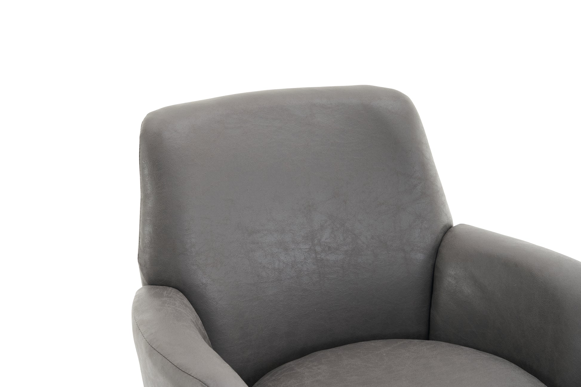 Pu Leather Swivel Barrel Chair, Swivel Accent Chairs Armchair For Living Room, Reading Chairs For Bedroom Comfy, Round Barrel Chairs With Gold Stainless Steel Base Grey Grey Primary Living Space