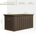 150 Gallon Outdoor Storage Deck Box Waterproof, Large Patio Storage Bin For Outside Cushions, Throw Pillows, Garden Tools, Lockable Dark Brown Dark Brown Steel