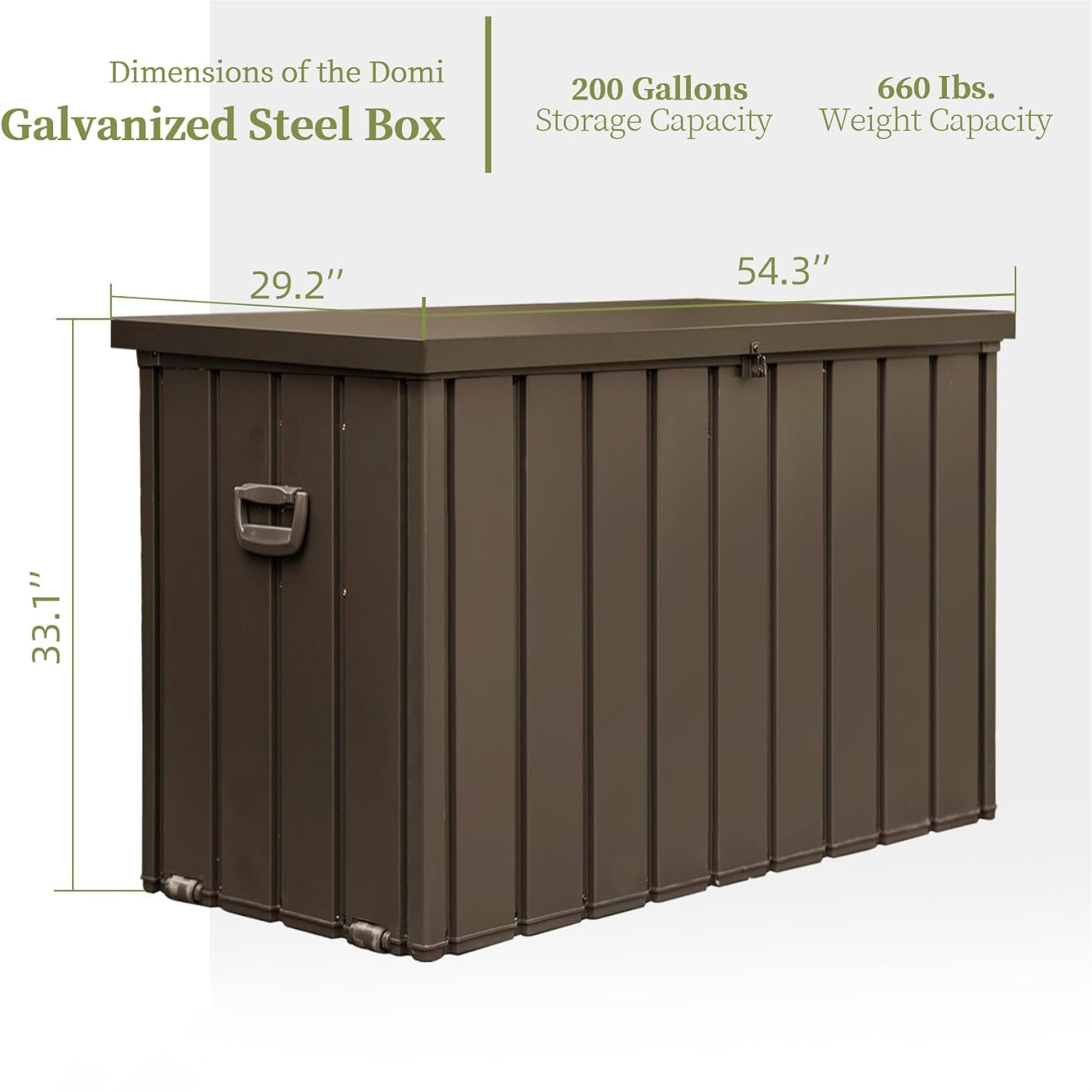 200 Gallon Outdoor Storage Deck Box Waterproof, Large Patio Storage Bin For Outside Cushions, Throw Pillows, Garden Tools, Lockable Dark Brown Dark Brown Steel