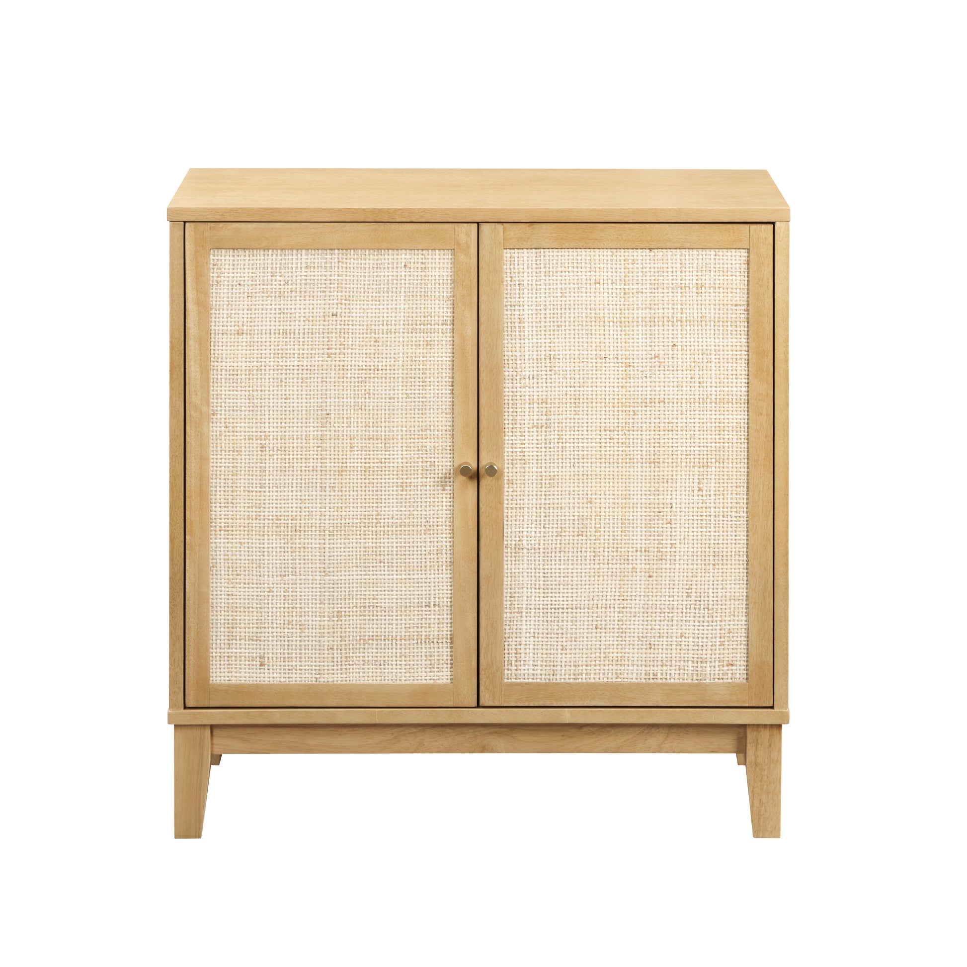 Buffet Cabinet With Storage,Storage Cabinet With Natural Rattan Decorated Doors,Rattan Cabinet With Adjustable Shelf,Sideboard For Living Room,Kitchen,Hallway,2 Doors, Storage, Natural Natural Rubber Wood