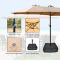 15X9Ft Large Double Sided Rectangular Outdoor Twin Patio Market Umbrella With Light And Base Taupe Taupe Metal