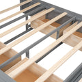 Wood Queen Size Platform Bed With Storage Headboard, Shoe Rack And 4 Drawers,Gray Box Spring Not Required Queen Gray Wood Bedroom Bed Frame Solid Wood Mdf