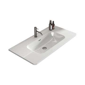 Bb0436Y301, Integrated White Ceramic Basin, Drain Assembly Not Included Gloss White Ceramic