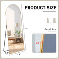 The 4Th Generation Floor Standing Full Length Rearview Mirror. Metal Framed Arched Wall Mirror, Bathroom Makeup Mirror, Floor Standing Mirror With Bracket. 71