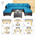 Outdoor Garden Patio Furniture 7 Piece Pe Rattan Wicker Cushioned Sofa Sets And Coffee Table, Patio Furniture Set Outdoor Couch Outdoor Couch Patio Furniture Outdoor Sofa Patio Couch Yes Complete Patio Set Brown Blue Rust Resistant Frame Water Resistant