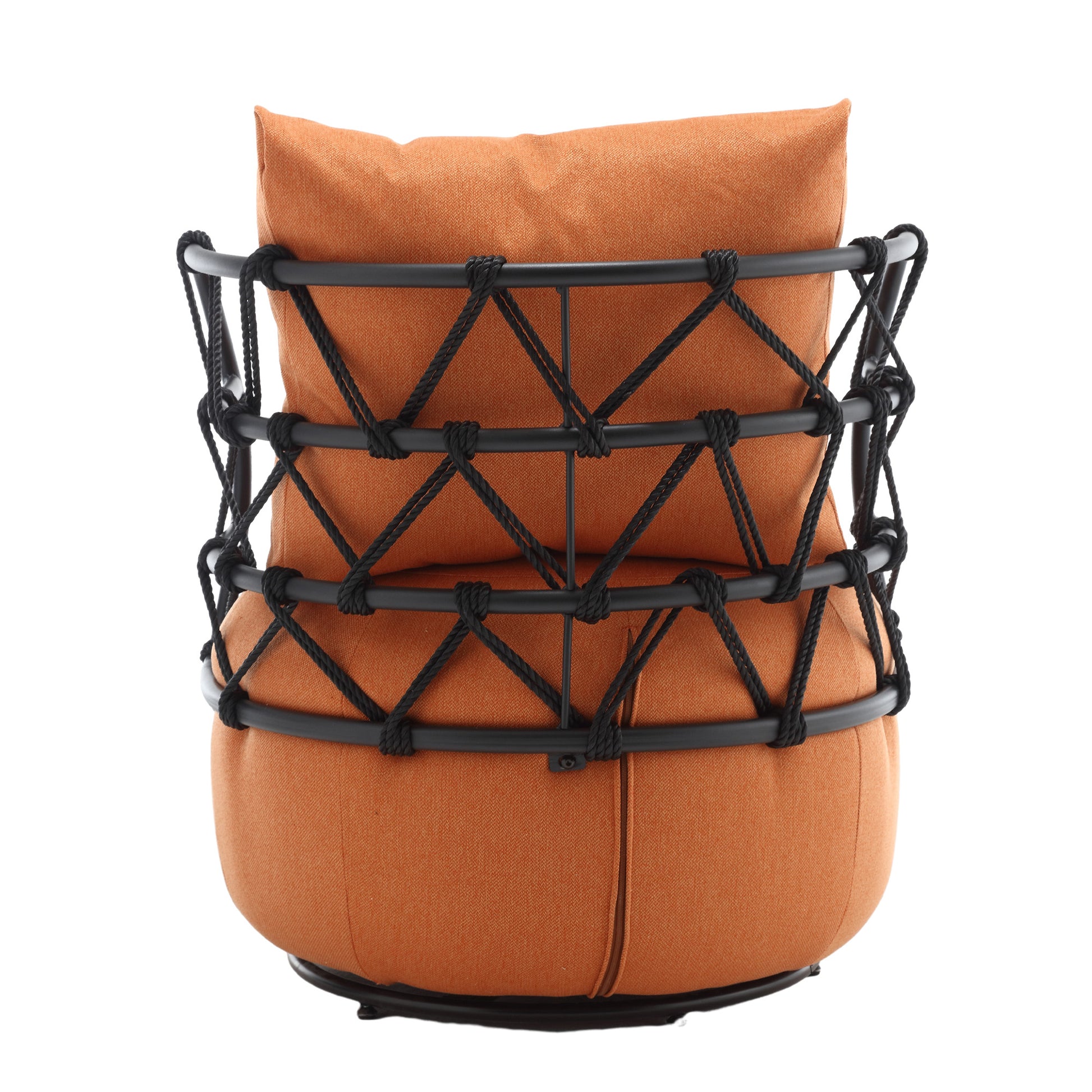 Coolmore Upholstered Tufted Living Room Chair Textured Linen Fabric Accent Chair With Metal Stand Orange Primary Living Space Foam Linen