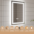 Led Bathroom Mirror, 24X40 Inch Bathroom Vanity Mirrors With Lights, Mirrors For Wall With Smart Touch Button, Anti Fog, Memory Function, Stepless Dimmable Makeup Mirror Horizontal Vertical White Aluminium