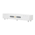 Modern Tv Stand For Tvs Up To 80 Inches, Entertainment Center With Glass Door, 2 Drawers And Cabinets, Wood Tv Storage Cabinet With Solid Wood Legs And Metal Handles For Living Room White Mdf